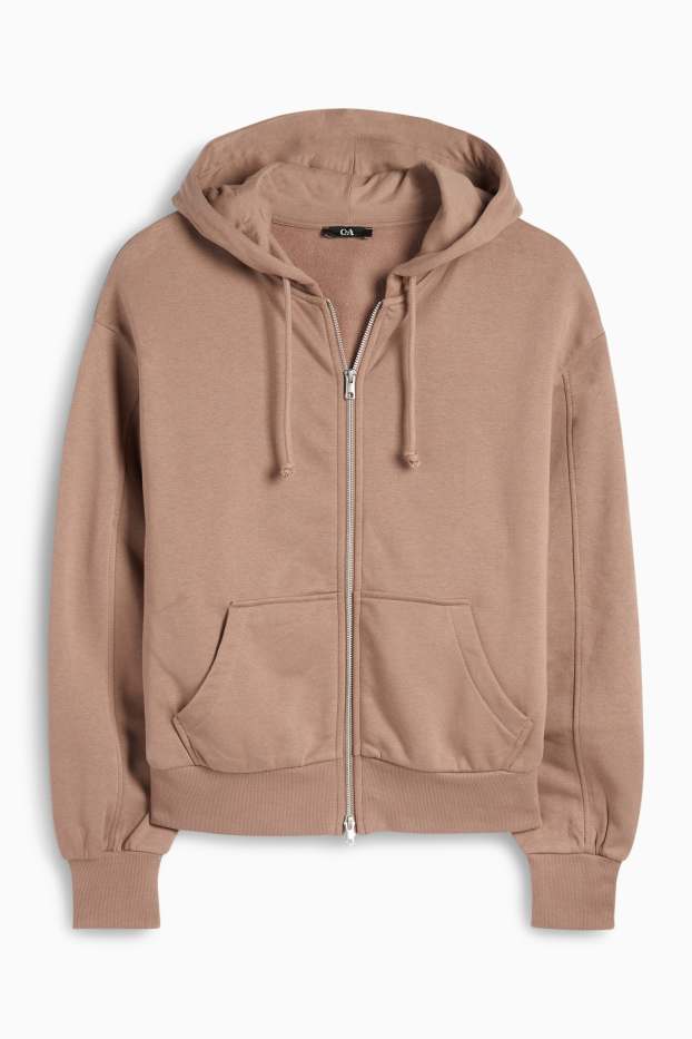 Dames - Sweatvest met capuchon - lichtbruin