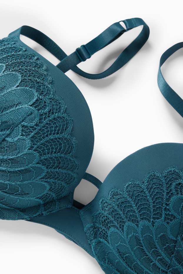 Donna - Reggiseno con ferretti - push up - verde scuro