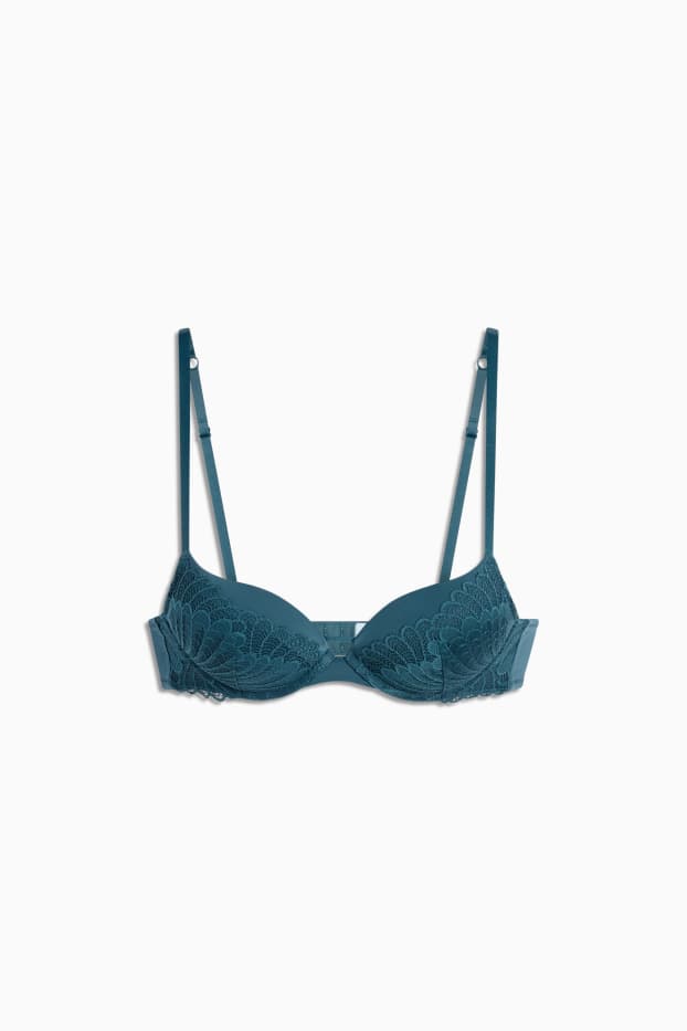 Donna - Reggiseno con ferretti - push up - verde scuro