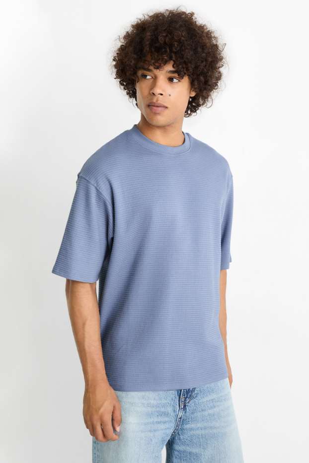 Hommes - T-shirt - Oversize - finition texturée - bleu clair