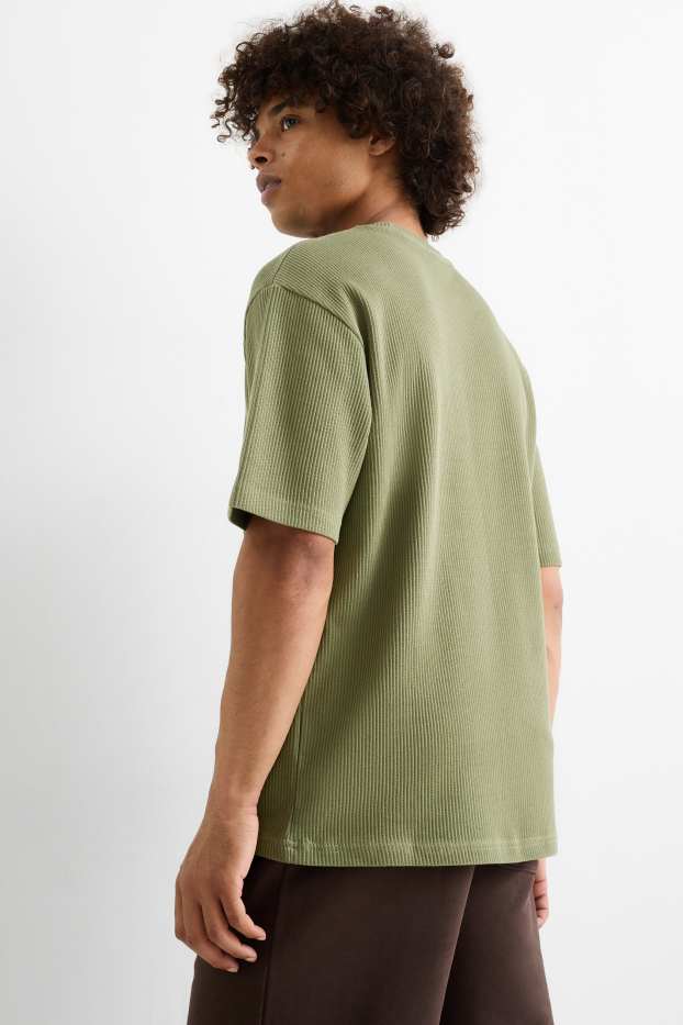 Men - T-shirt - relaxed fit - ribbed - green