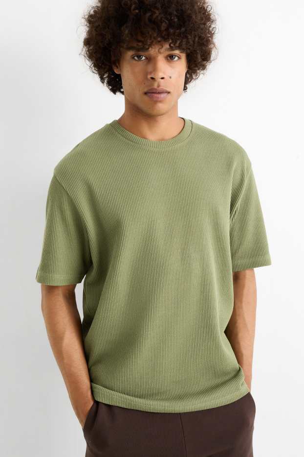 Men - T-shirt - relaxed fit - ribbed - green