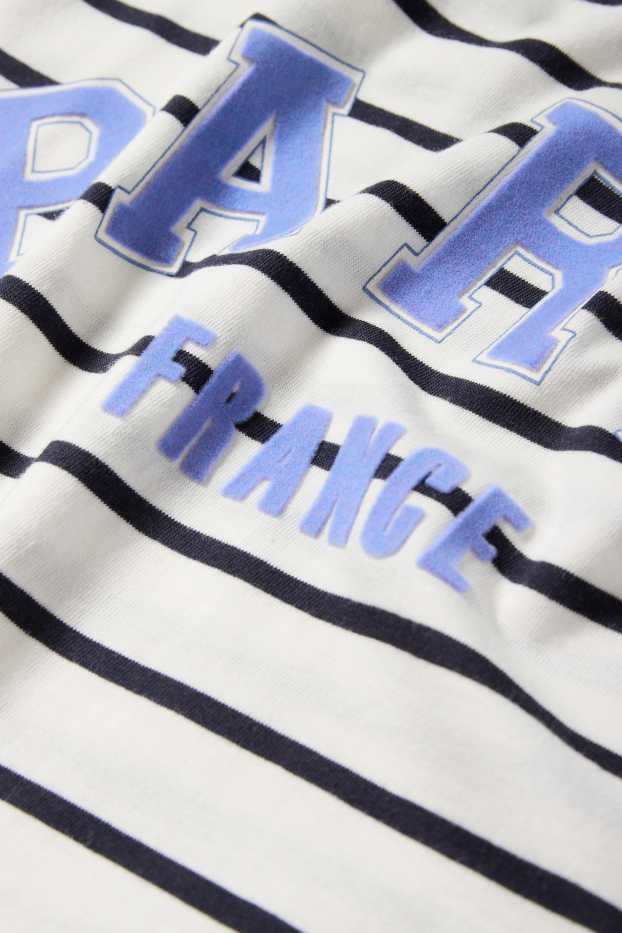 Women - T-shirt - relaxed fit - striped - white / blue