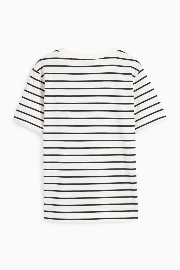 Women - T-shirt - relaxed fit - striped - white / blue