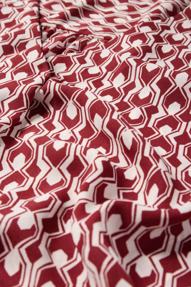 Women - V-neck blouse - patterned - red / cremewhite