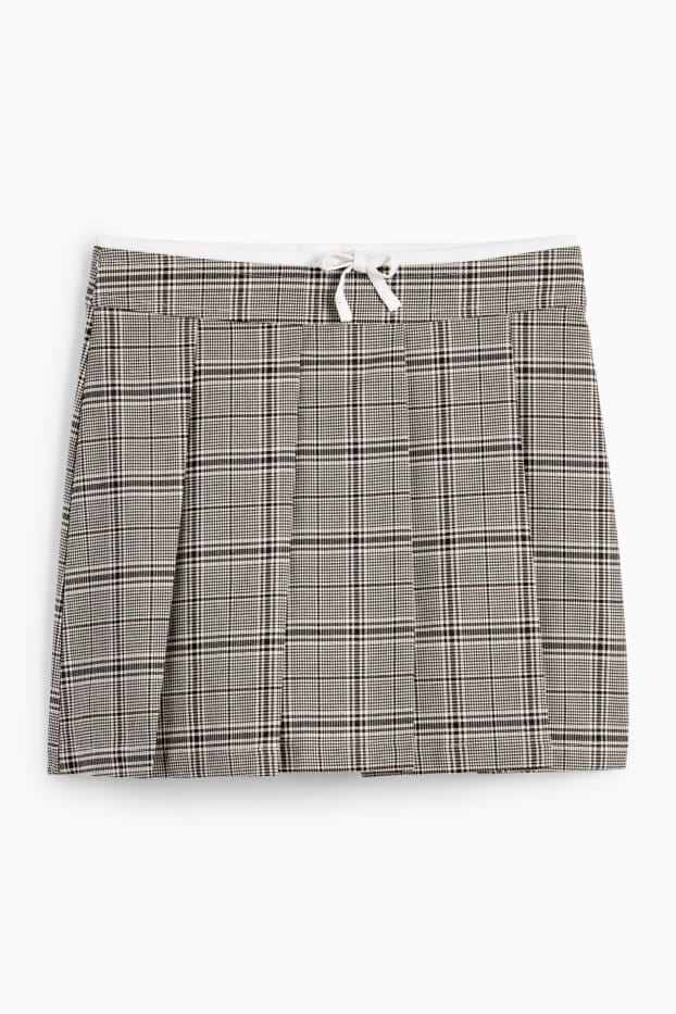 Children Girls - Pleated skirt - check - black / beige