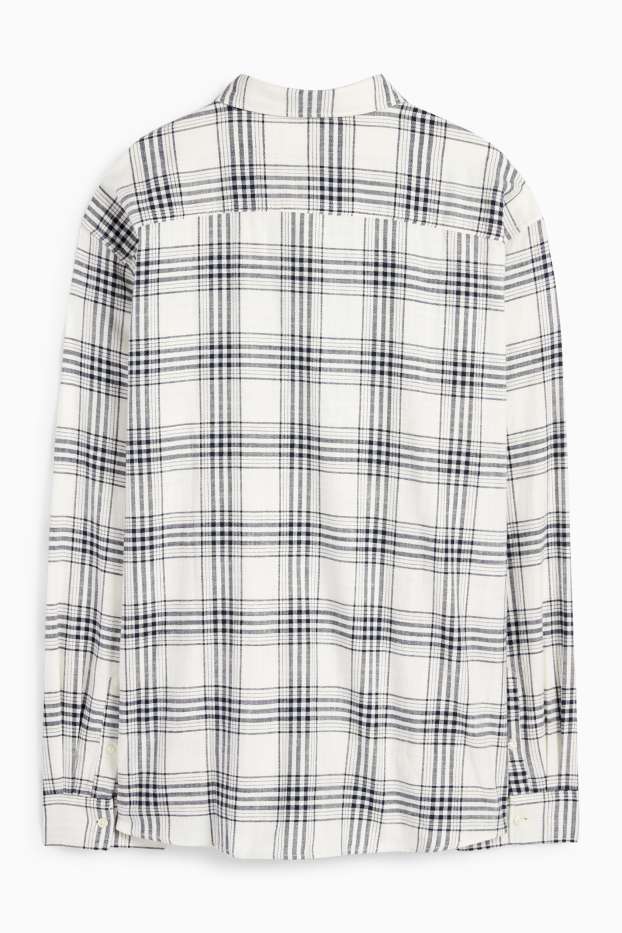 Men - Shirt - regular fit - kent collar - check - cremewhite