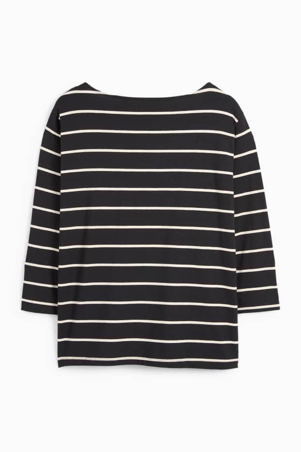 Donna - Maglia a maniche lunghe - a righe - nero