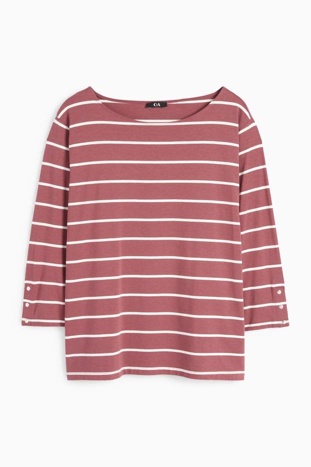 Dames - Longsleeve - gestreept - bordeaux