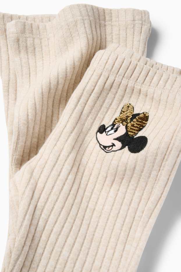 Kinder Mädchen - Minnie Maus - Flared Leggings - gerippt - hellbeige