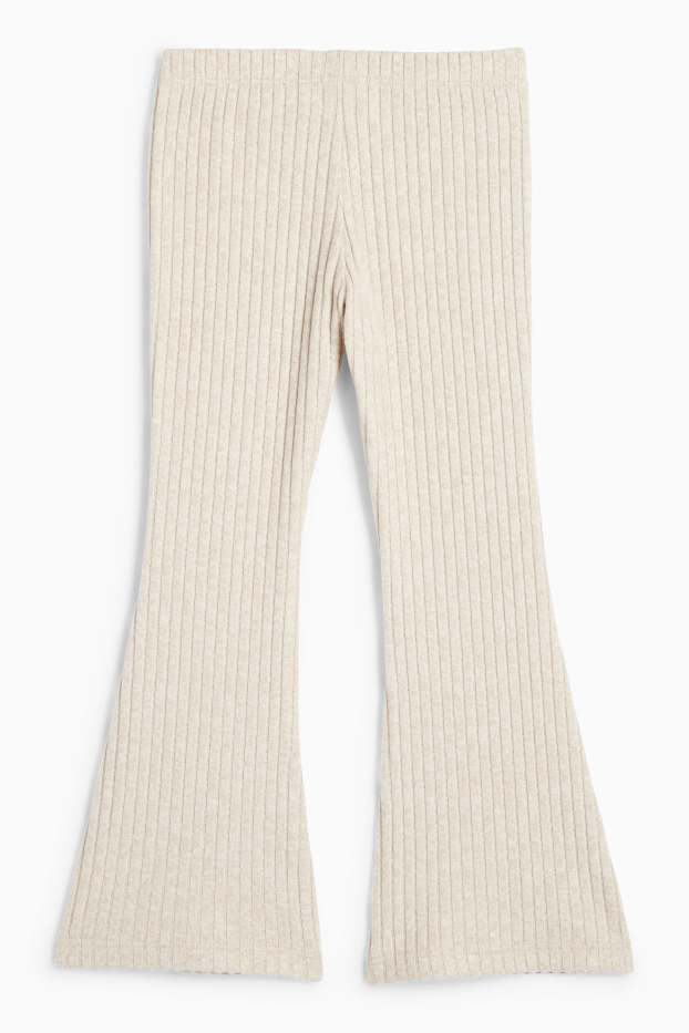 Kinder Mädchen - Minnie Maus - Flared Leggings - gerippt - hellbeige