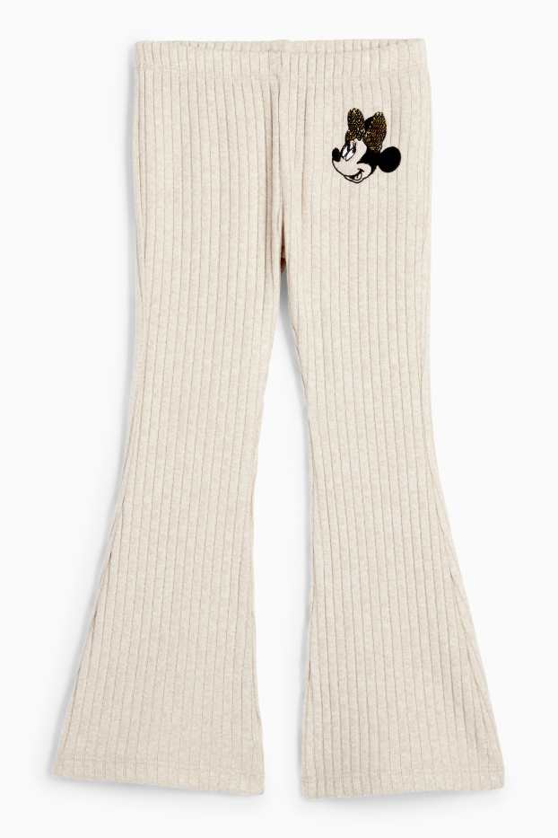 Kinder Mädchen - Minnie Maus - Flared Leggings - gerippt - hellbeige
