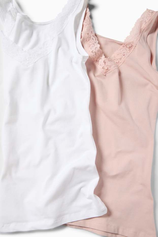 Donna - Confezione da 2 - maglia intima - bianco / rosa