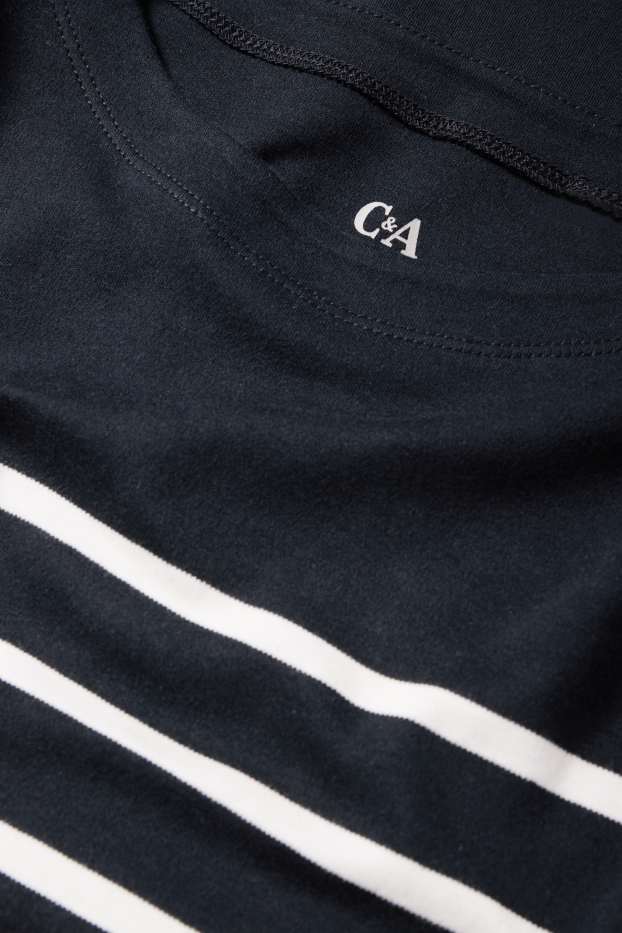 Women - Basic long sleeve top - striped - dark blue