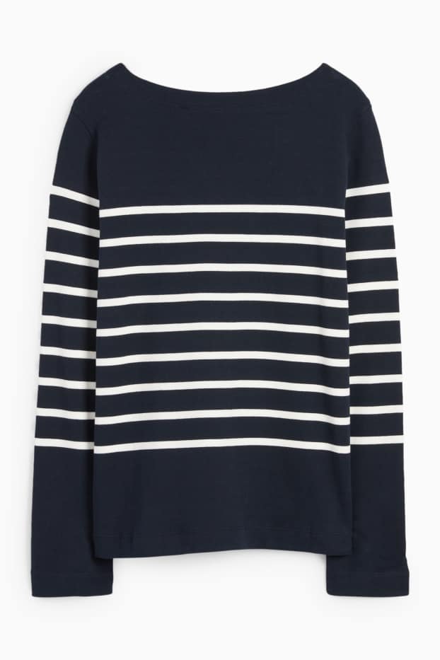 Women - Basic long sleeve top - striped - dark blue