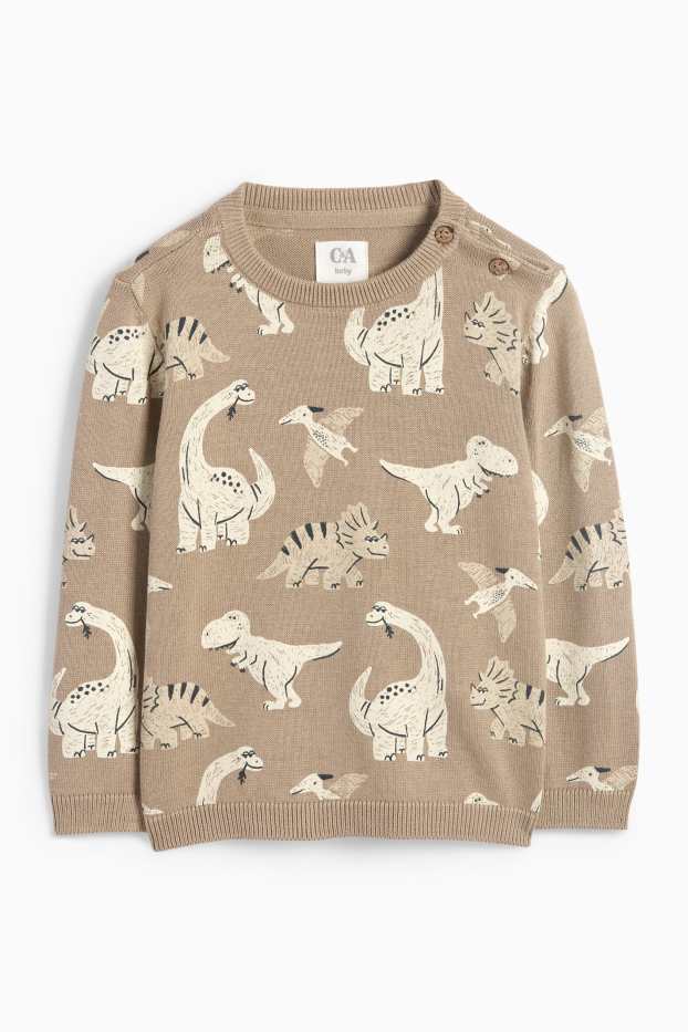 Baby Boys - Dinosaur - baby jumper - beige