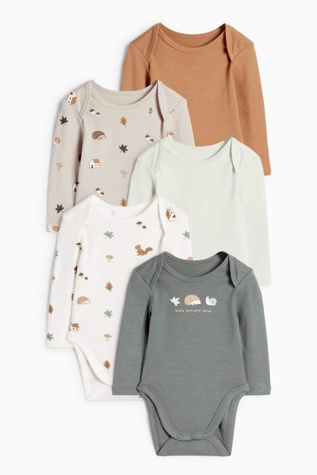 Unisex - Pack de 5 - animales del bosque - bodies para bebé - gris claro