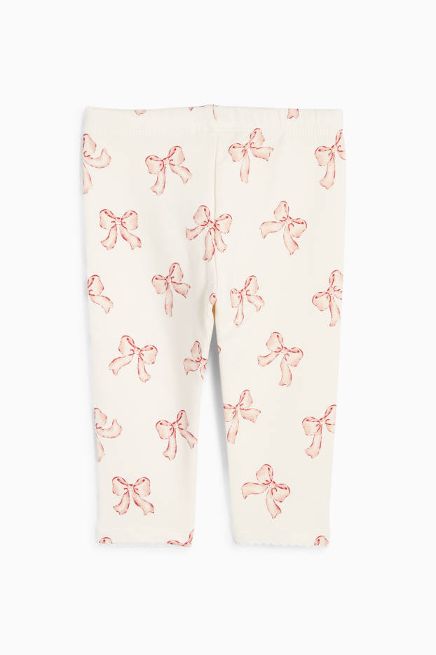 Baby Mädchen - Schleife - Baby-Thermoleggings - cremeweiß