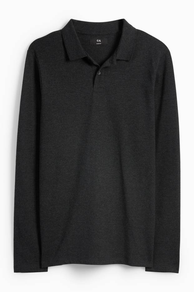 Hommes - Polo - slim fit - gris foncé