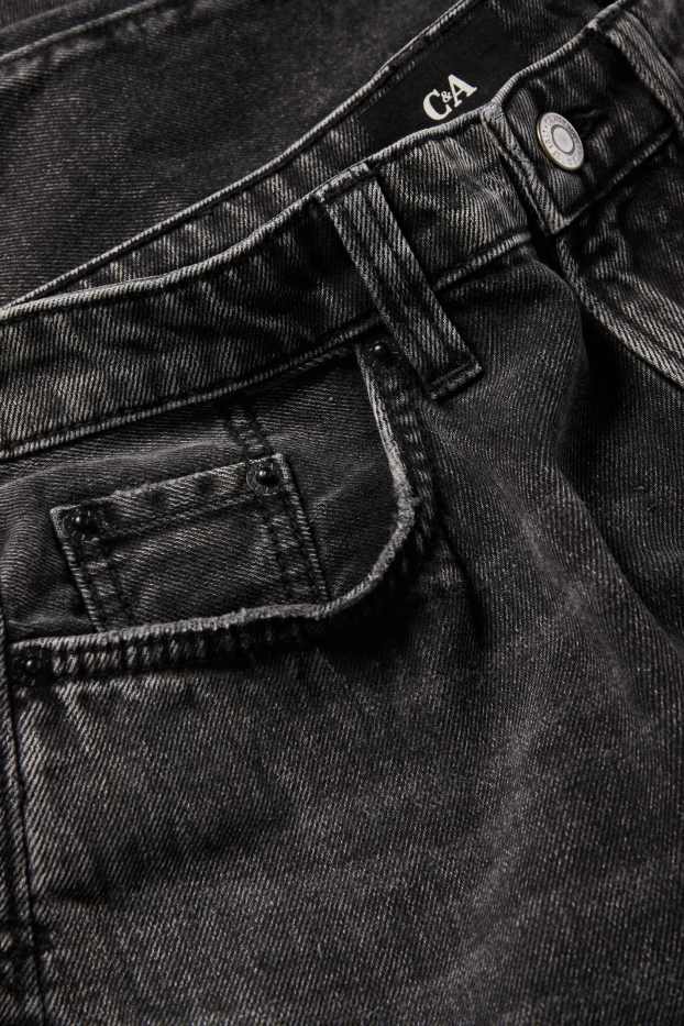 Dames - Barrel jeans - high waist - jeansdonkergrijs
