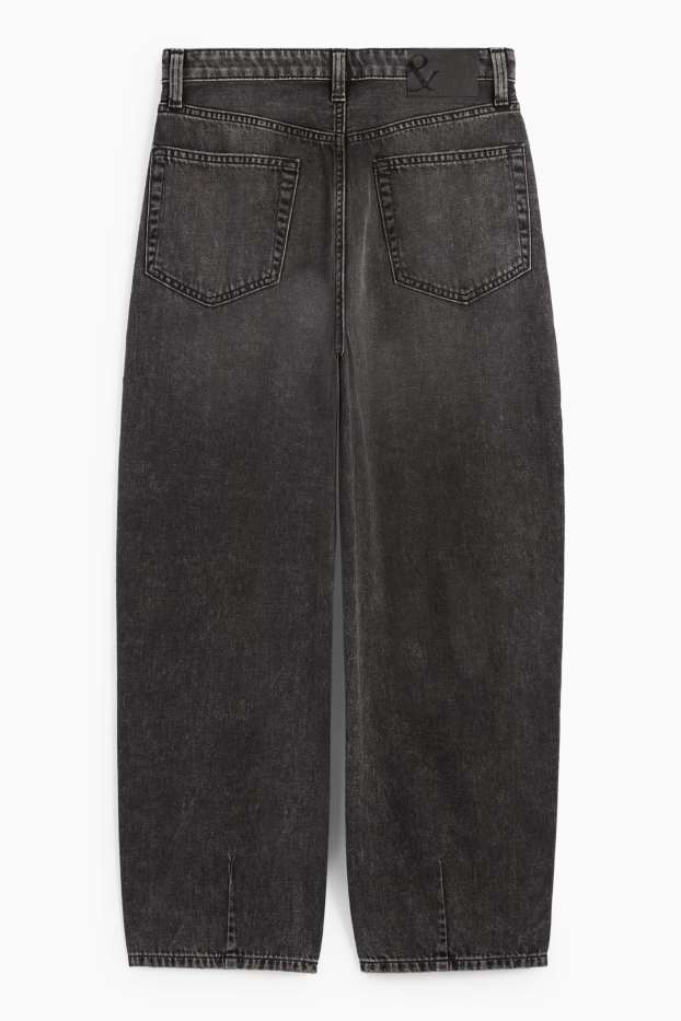 Dames - Barrel jeans - high waist - jeansdonkergrijs