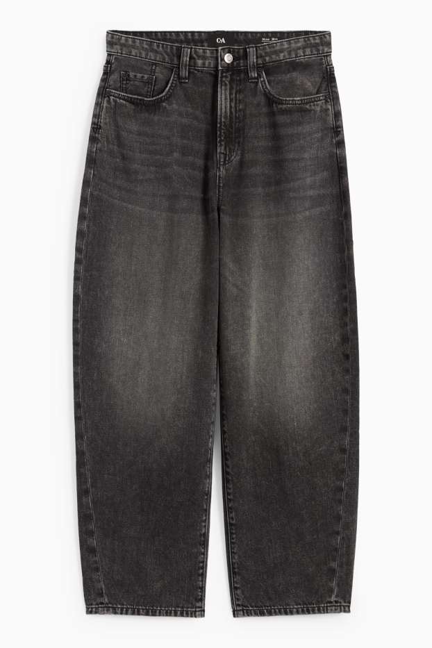 Dames - Barrel jeans - high waist - jeansdonkergrijs