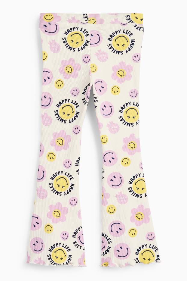 Children Girls - SmileyWorld® - flared leggings - ribbed - cremewhite