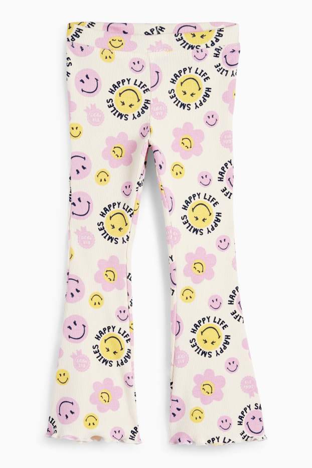 Children Girls - SmileyWorld® - flared leggings - ribbed - cremewhite
