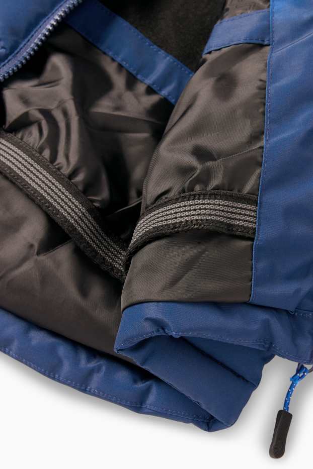 Kinderen: jongens - Ski-jas met capuchon - waterafstotend - met patroon - donkerblauw