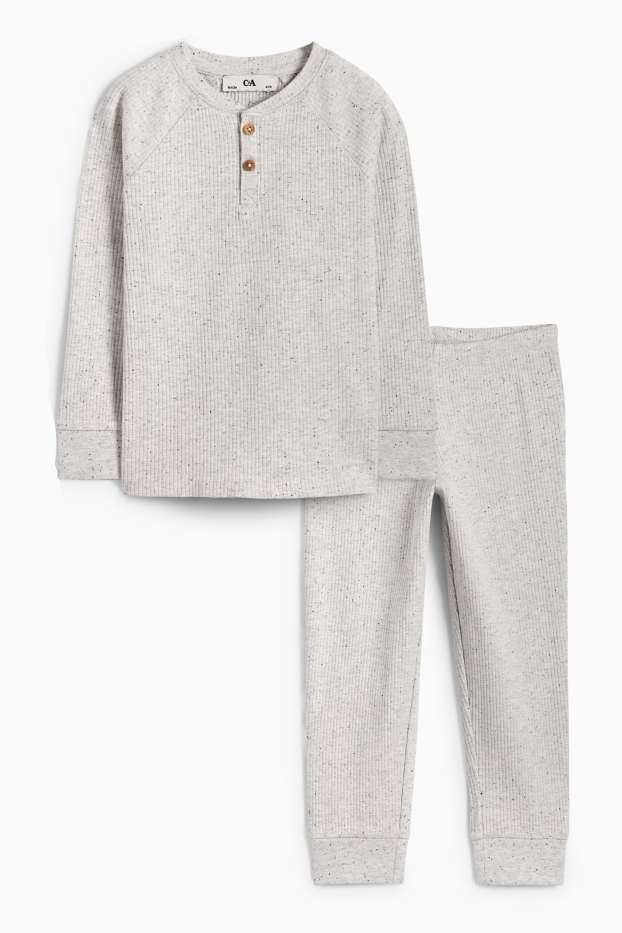 Kinderen: jongens - Pyjama - 2-delig - geribd - lichtgrijs