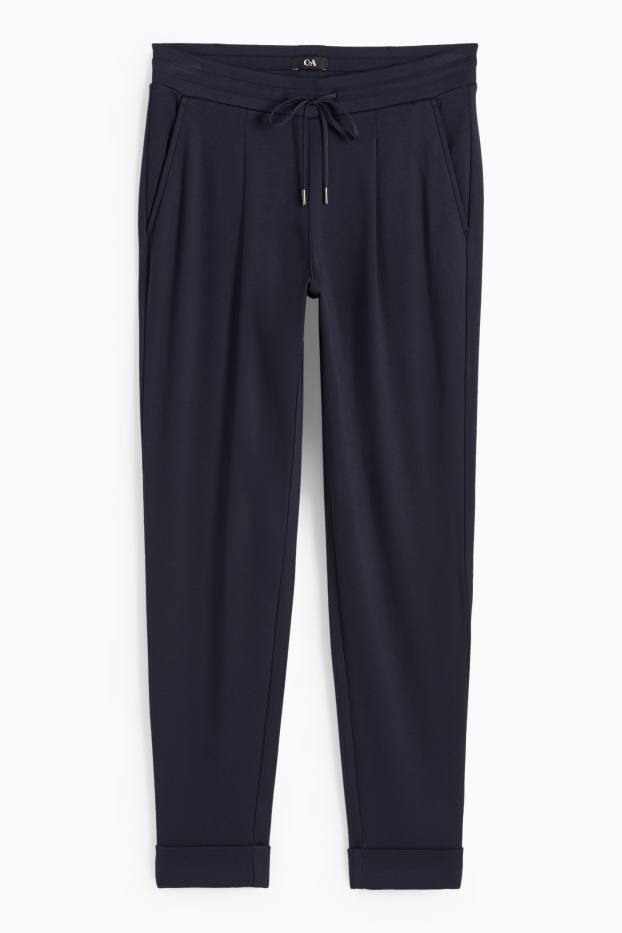 Mujer - Pantalón de jersey - mid waist - tapered fit - azul oscuro