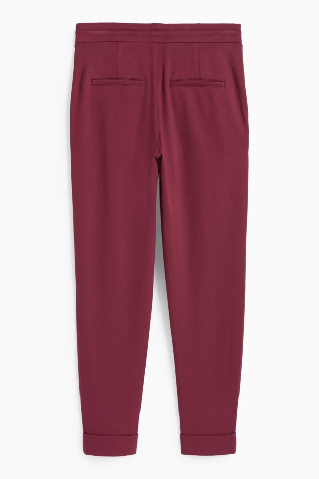 Damen - Jersey-Hose - Mid Waist - Tapered Fit - bordeaux