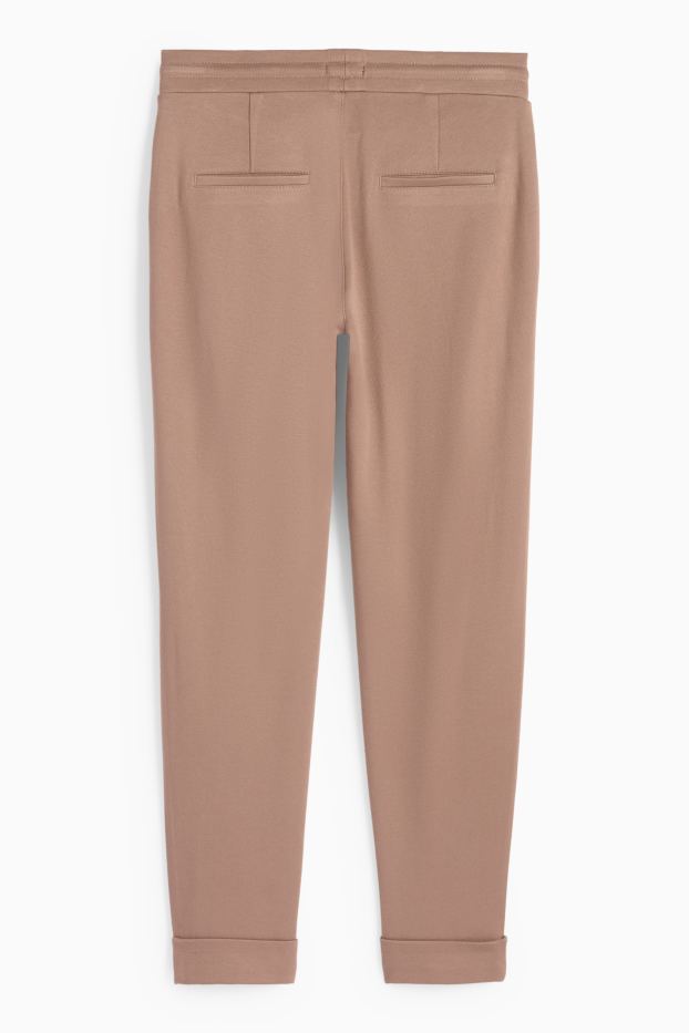 Mujer - Pantalón de jersey - mid waist - tapered fit - marrón claro