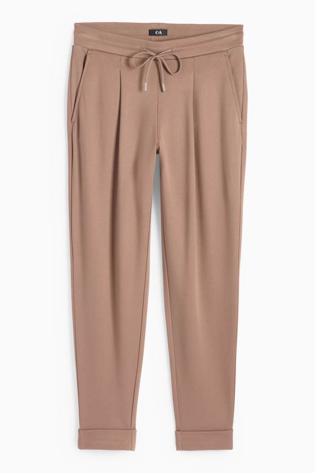 Mujer - Pantalón de jersey - mid waist - tapered fit - marrón claro