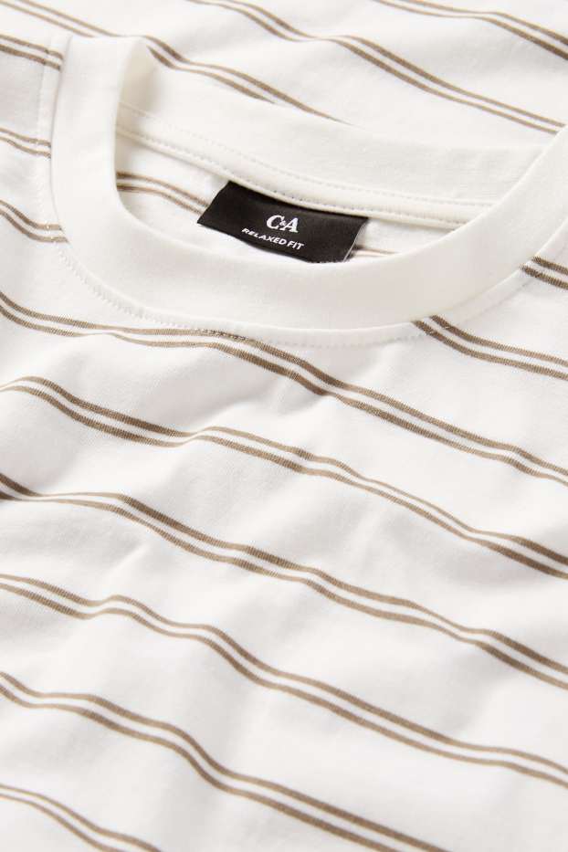 Herren - Langarmshirt - gestreift - weiß