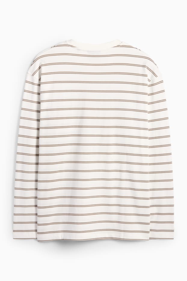 Herren - Langarmshirt - gestreift - weiß