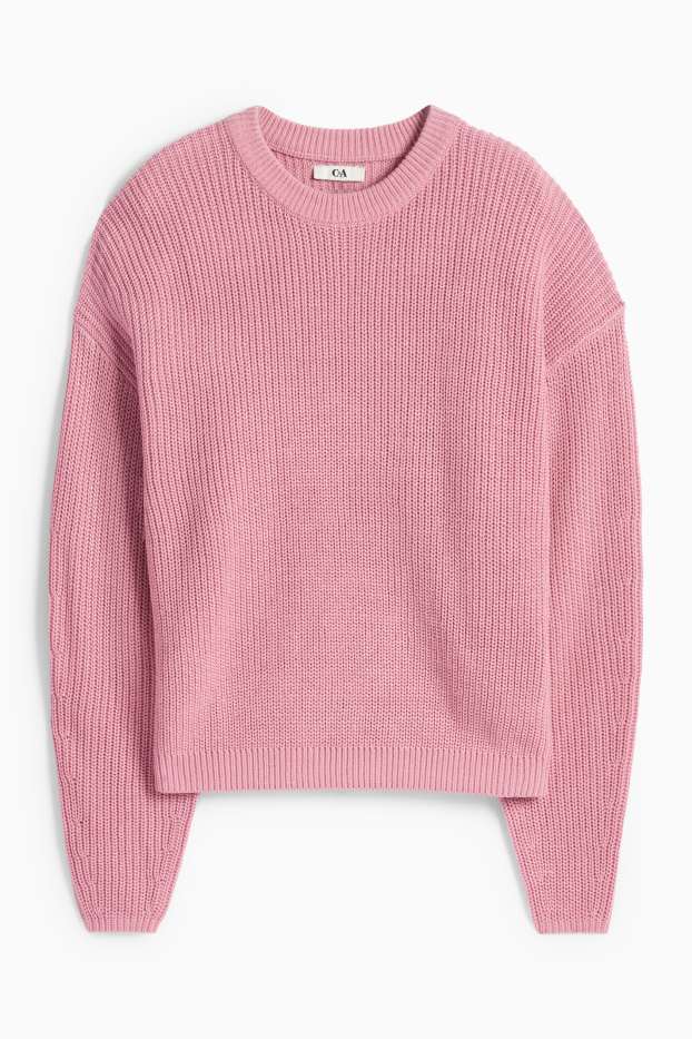 Femmes - Pull - côtelé - rose