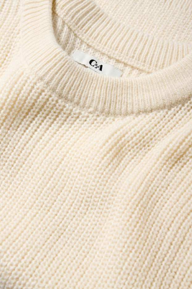 Femmes - Pull - côtelé - blanc crème