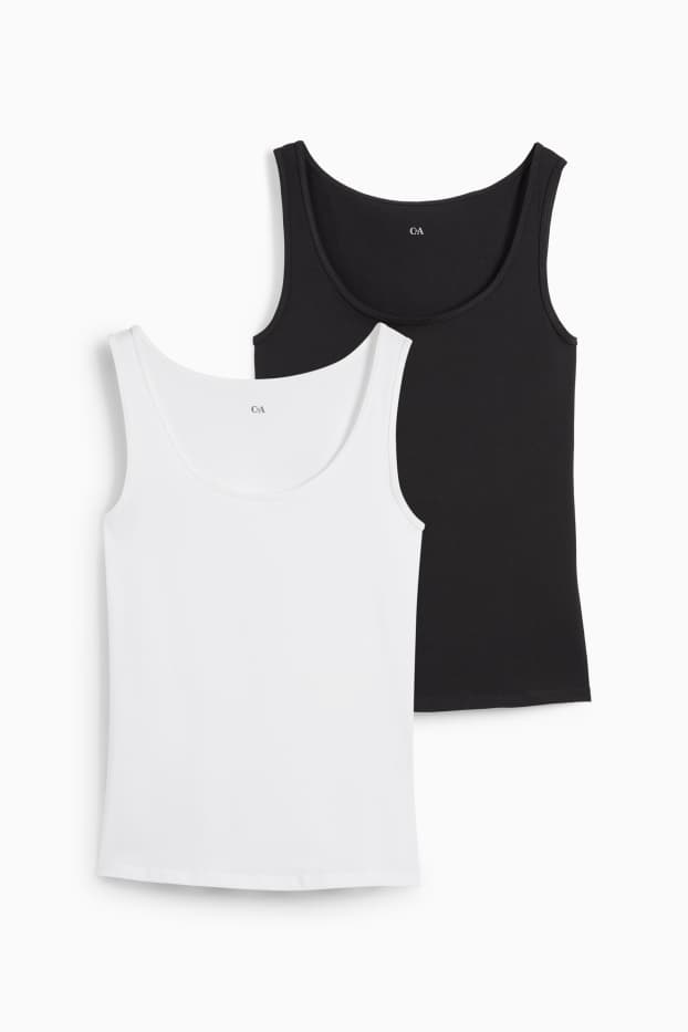 Dona - Paquet de 2 - samarreta de tirants  - negre/blanc