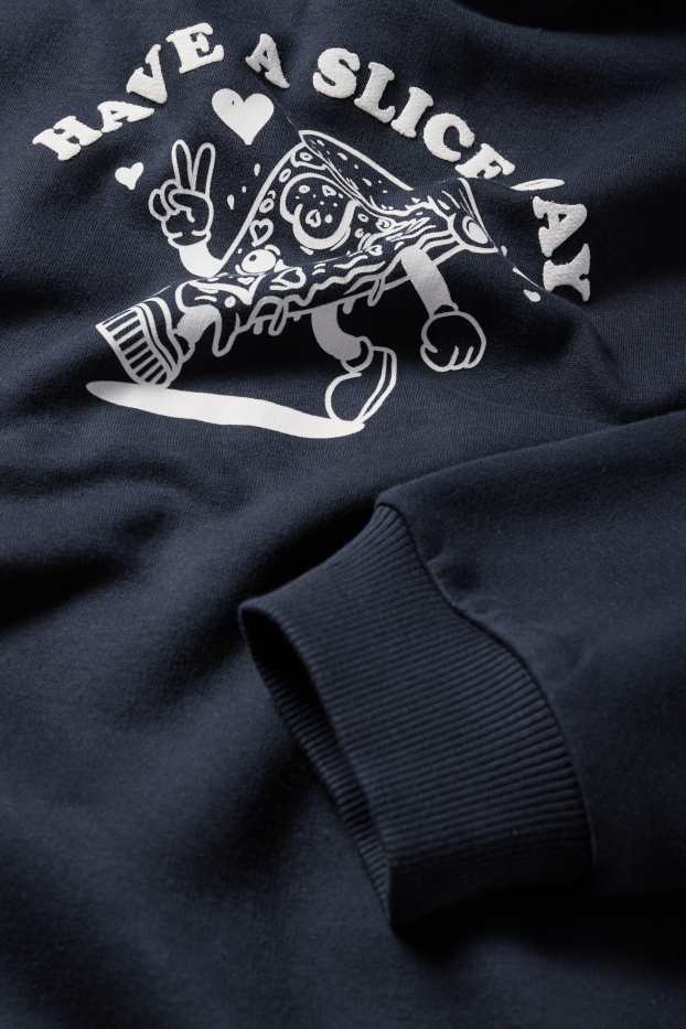 Kinderen: meisjes - Pizza - hoodie - donkerblauw