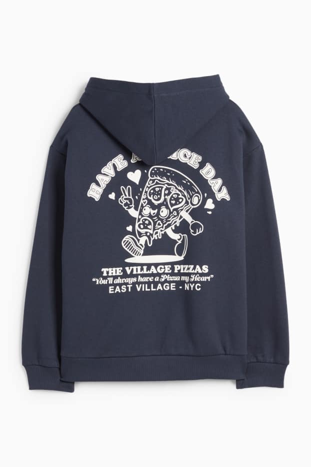 Kinderen: meisjes - Pizza - hoodie - donkerblauw