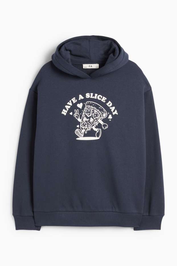 Kinderen: meisjes - Pizza - hoodie - donkerblauw