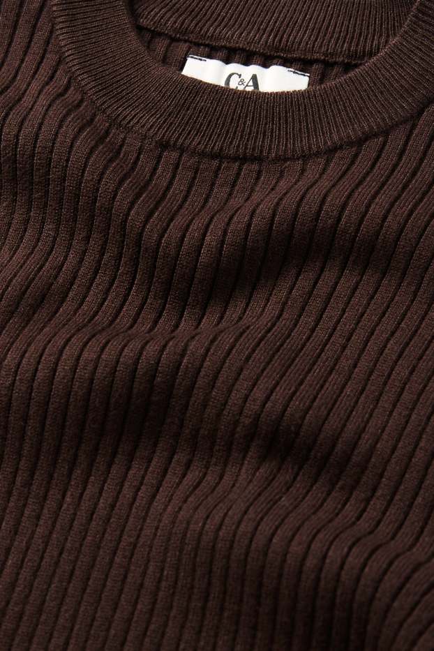 Femmes - Pull - côtelé - marron foncé