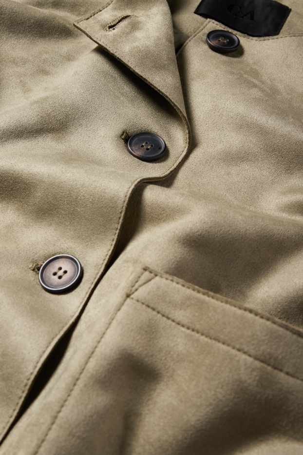 Dámské - Bunda - imitace semiše - khaki