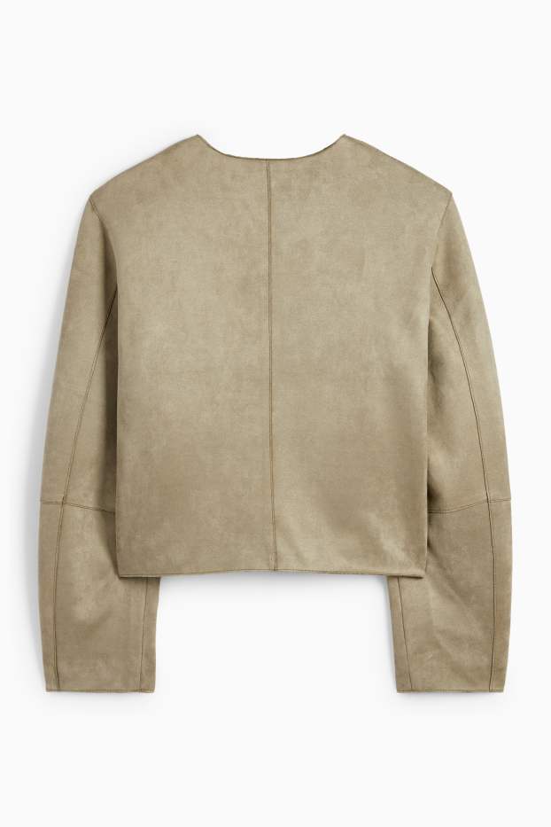 Dámské - Bunda - imitace semiše - khaki