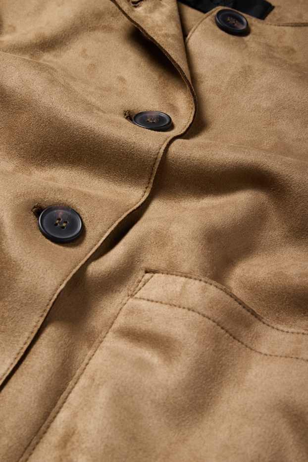 Damen - Jacke - Velourslederimitat - hellbraun