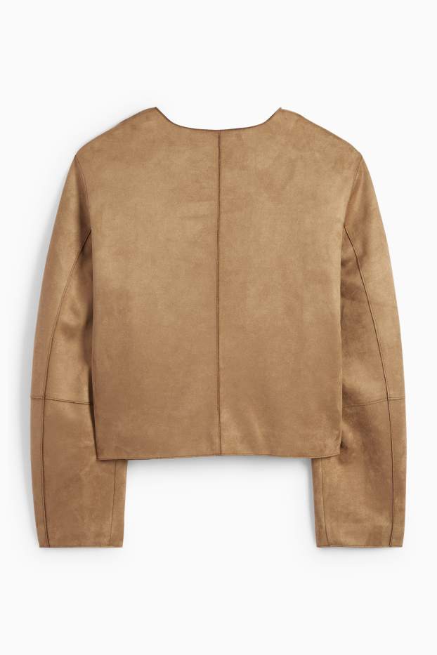 Damen - Jacke - Velourslederimitat - hellbraun