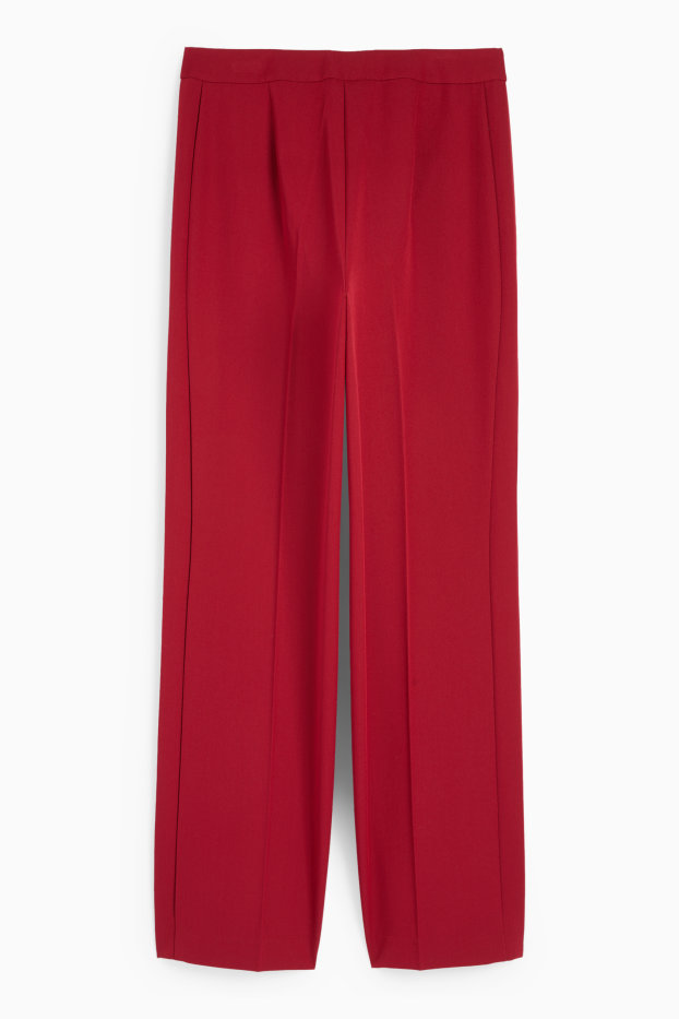 Women - Business trousers - mid-rise waist - regular fit - dark red
