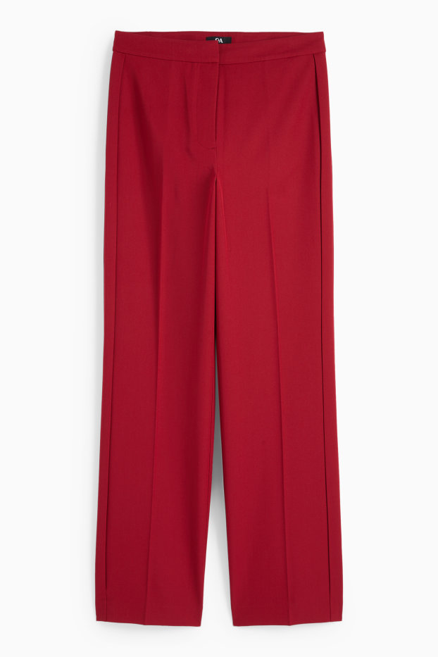 Women - Business trousers - mid-rise waist - regular fit - dark red