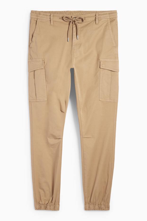 Hombre - Pantalón cargo - tapered fit - topo